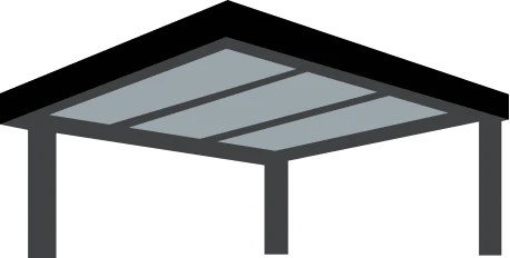 Moderne Carport Überdachung aus grauem Aluminium mit transparenten Dachplatten